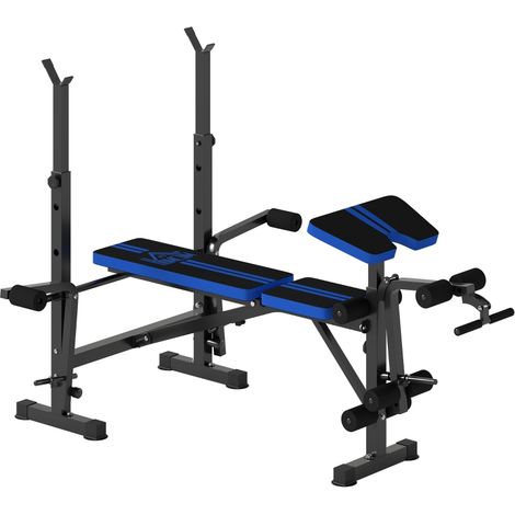 Banco de Musculation Ajustable avec Support de Barres pour Entraînement à Domicile Gym Noir (1/5)