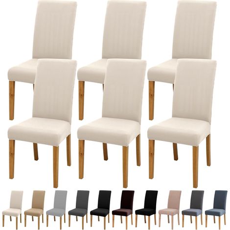 CCYKXAHousses de Chaise  Protection de Chaise Lavable et antidérapante Housse de Chaise Universelle pour Salle à Manger/Cuisine/hôtels/banquets (6, Beige) (1/5)