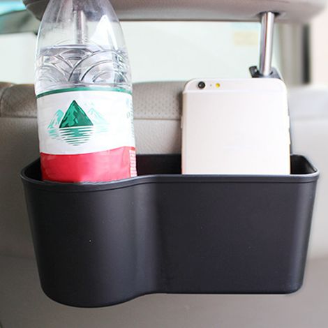 Support de rangement pour siège auto avec poubelle intégrée et porte-gobelet grande capacité pour boissons, chips, monnaie et téléphones portables (noir) (1/5)