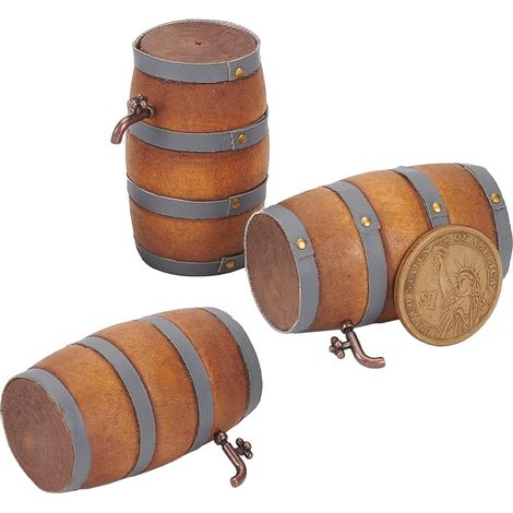 3 Pcs Tonneau Miniature en Bois, 3.2x5cm Mini Accessoires de Boisson pour Maison avec Robinet Modèle de Figurine de Tonneau de Bière pour Jardin de Fées Bar Micro Paysage Décoration (1/5)