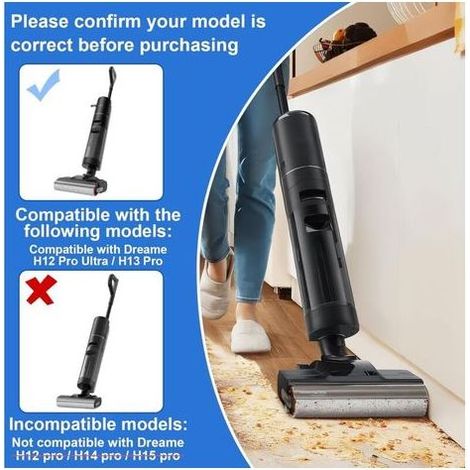 Accessoires pour Dreame H12 Pro Ultra / H13 Pro Aspirateur Eau et poussière, 2 rouleaux de brosse + 2 filtres HEPA + 1 brosse de nettoyage (1/5)