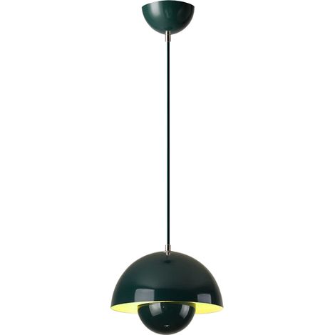 Modern Pendant Light, Metal Shade, 100 cm Adjustable Cable, 23 cm Diameter, Green, E27 Bulb (1/5)