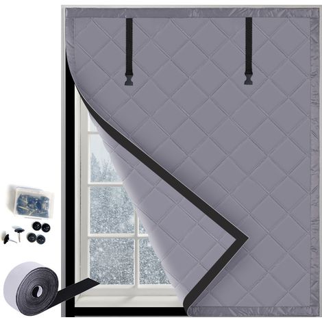 Cortinas cortavientos, cortinas aislantes térmicas de invierno, mantas cálidas, color gris, 100 x 200 cm