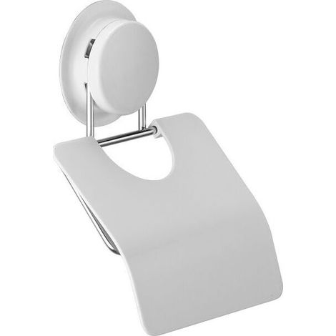 Porte-papier toilette, acier inoxydable/ABS, avec ventouse haute performance, sans trous, blanc (1/5)