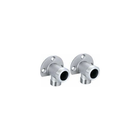 2-teiliges Montageset für Aufputzarmaturen – Verchromtes Kupfer – 1/2 NPT x G 3/4 Gewinde – Adapter für die Wandmontage im Lieferumfang enthalten (1/5)