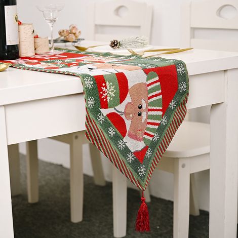 Nappe De Table De Noël - En Lin - 180 x 35 cm - Pour Décoration Intérieure Et Extérieure - Lot De 1