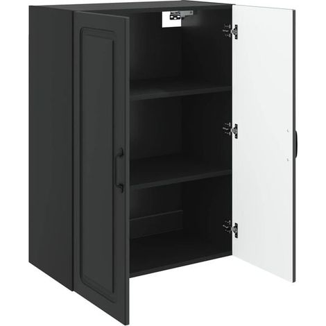 Armoire de Rangement 66 x 34,5 x 90 cm en Bois d'Ingénierie, Placard Mural Noir Moderne pour Entrée ou Chambre (1/5)
