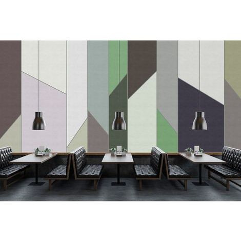 Papier peint panoramique géométrique vert, gris & violet Tapisserie panoramique graphique salon Papier peint panoramique chambre adulte & bureau (1/3)