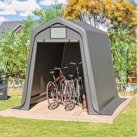 Abri de jardin 245 x 183 x 217 cm en PE étanche, porte enroulable, gris DESVIAE (1/5)