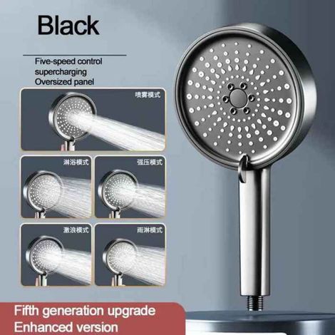 Pommeau de douche pressurisé à main,pour maison,salle de bain,chauffe-eau,bain-douche,système de jeu de tuyaux- BLACK[D5447]