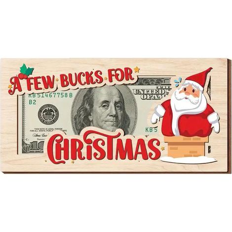 Porte-Monnaie En Bois Noel - Décoration Festive Pour Arbre De Noël - Format Enveloppe Avec Espace Pour Lettre Ou Billet - 18 X 9 Cm - 1 Pièce (1/5)