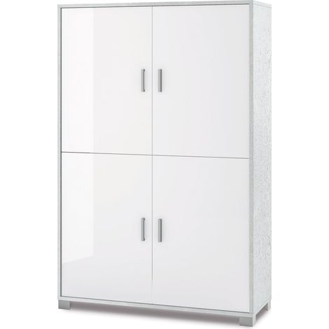Mobile 4 Ante 107x162x41 cm Bianco Fiammato/Bianco Lucido (1/2)