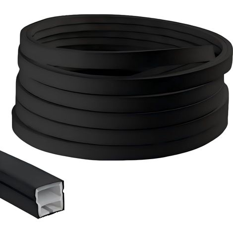 Profilé LED flexible en silicone - 3 m - Bande LED flexible - 12 x 12 mm - Pour panneaux acoustiques avec embouts - Pour plafond, armoire, bar, éclairage de panneaux acoustiques - Noir