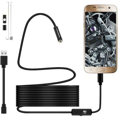 Endoscope Usb 720p Caméra Endoscopique Sonde Étanche Ip67 De 5,5mm Caméras D'inspection Câble Semi-Rigide De 3,5m Avec 6 Led, Type-C Compatible Avec Téléphones Otg Android, Pc -Câble 3,5m