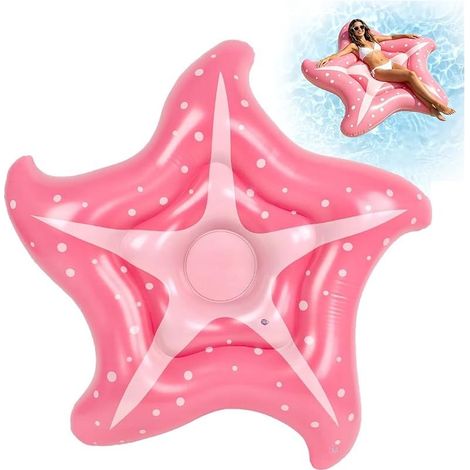 Matelas Piscine Rose Gonflable, Étoile de Mer 140×140cm, Matelas Gonflable Piscine Adulte, Bouée Gonflable Piscine, Transat Piscine Gonflable, Fauteuil Flottant pour Piscine et Plage (1/5)
