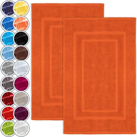 Lot de 2 Tapis de Bain - Coton Éponge 800g/m² - Absorption Rapide et Séchage Efficace - Pour Salle de Bain Moderne - 50x80 cm Terracotta (1/5)