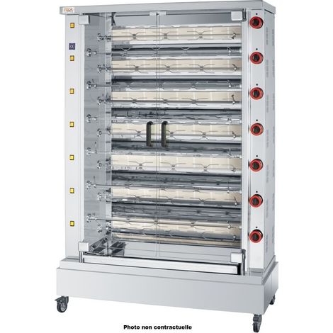 Rôtissoire gaz 66 poulets - 11 broches - 40 000 Kcal/h - IND-SIN-11 - FECA (1/2)