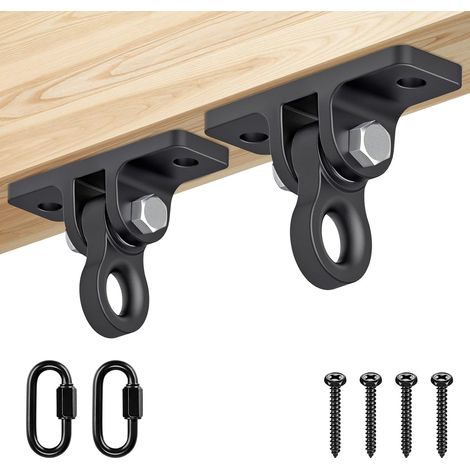 2pcs Crochet de Balançoire, Crochet de Suspension Hamac Fixation Sac de Frappe plafond Fixation pour Fauteuil Suspendu Pivotante 180° Pour Pontage au Plafond sur Poutre en Bois,900lbs/Style A (1/4)