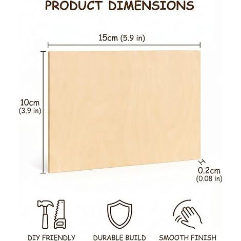 Sheets Linden Wood Plywood 10 x 15 x 0.2 cm Fine Texture Tangle for Laser Engraving Pyrography, Stable Raw Plates for Precise Modeling Crafts (1/4)