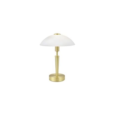 Schreibtischlampe 1, 1 Glühbirne, Material: Stahl, Holz, Farbe: Braun, Walnuss, Glas: Satinweiß, Fassung: E14, inklusive Touch-Dimmer-Crezuo
