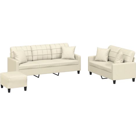 Maison Exclusive - Set di Divani 3 pz con Cuscini Crema in Similpelle