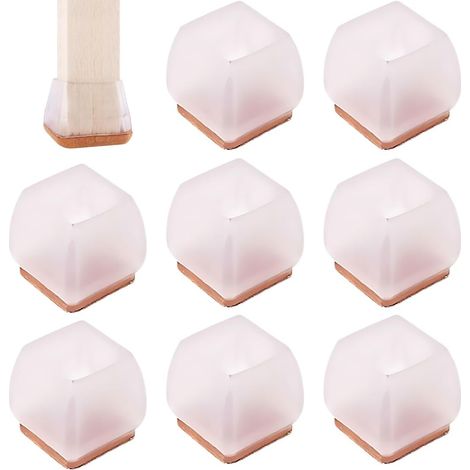 fundas de silicona para patas de sillas con acolchado de fieltro, ideales para patas de muebles flexibles, que protegen las patas de las sillas de arañazos.