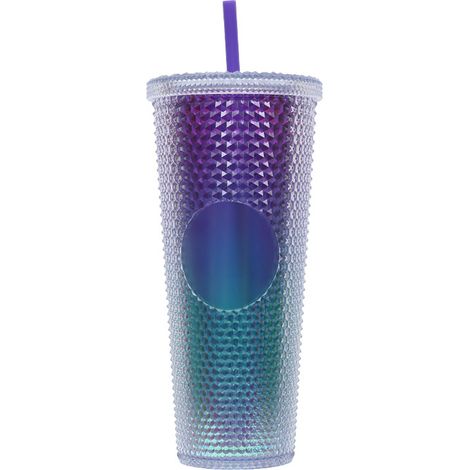 Gobelet En Plastique - 710 ml - Avec Couvercle Et Paille Réutilisable - Pour Café Glacé Smoothie Eau - Transparent Dégradé Laser (1/5)