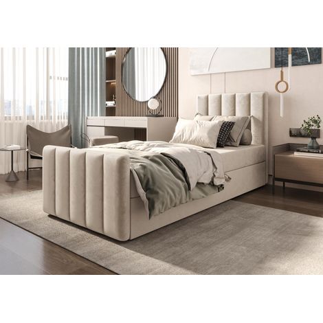 Lit Boxspring Adalle - Beige - 80x200 Cm - Lit Moderne - Design Élégant - Matelas À Ressorts Bonnell (1/5)