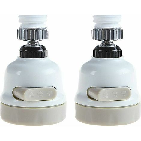 Lot de 2 pommeaux de robinet orientables à 360° avec filtre, aérateur, diffuseur et système anti-éclaboussures pour économiser l'eau. (1/5)