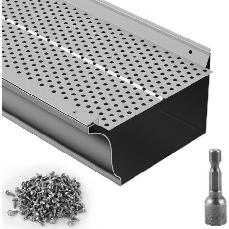 Dachrinnenschutz, 152 mm Breite, Aluminium-Blattfilter, Dachrinnenabdeckung zum Selbermachen, 26 Stück, 264 cm Gesamtlänge, 4 mm Lochdurchmesser und 0,5 mm dick. Raptor Dachrinnenschutz (1/5)