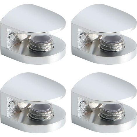 Support Étagère Verre Réglable de 5 à 8 mm, Pince à Verre Support de Tablette en Verre Fixation Murale en Alliage de Zinc, Semi-Circulaire Finition Chrome Poli 4 Pcs, EBL1010-4P (1/5)