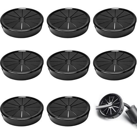 Passe-câbles ronds en nylon noir – Lot de 8 pièces, diamètre 50 mm, pour câblage bureau et rangement organisé (1/5)