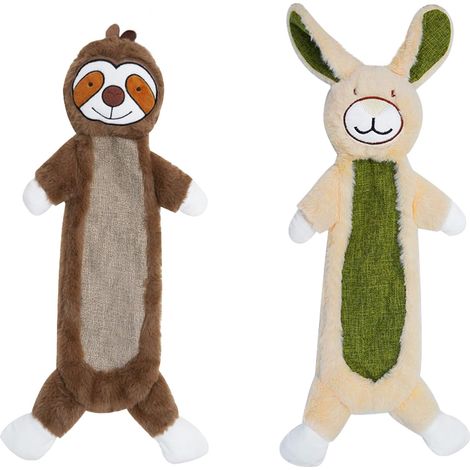 Lot de 2 jouets couineurs paresseux et lapin pour chien (1/5)