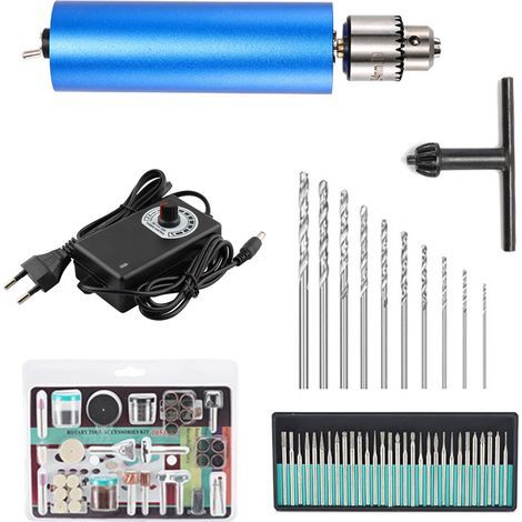 Elektrischer Mini-Handbohrer (0,3–4 mm, einstellbar) mit 145 Zubehörteilen zum Polieren, Haarentfernen, Schneiden, Bohren und Gravieren, EU-Stecker (1/5)