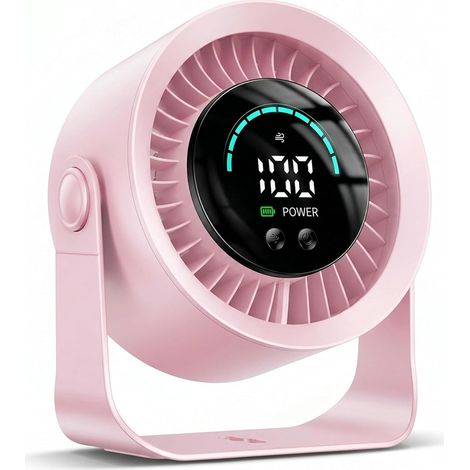 Ventilateur de bureau turbo rose rechargeable haute vitesse circulation d’air silencieux mini ventilateur mural cuisine intérieur maison été compact (1/5)
