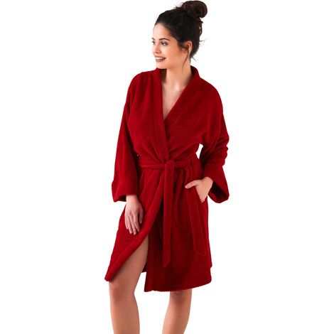 Accappatoio da donna, vestaglia, pigiama, comodo, elegante, per la casa, rosso Accappatoio da donna, vestaglia, pigiama, comodo, elegante, per la casa, rosso (1/5)