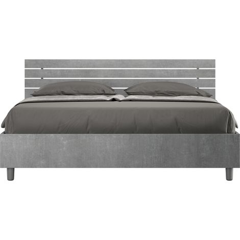 Letto Matrimoniale 160x190 cm con Rete Testata Doghe Dritta Ankel Cemento