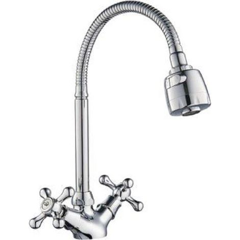 Robinet Mitigeur Poignées Flexibles Croix évier Laiton Roma 69408 (1/2)