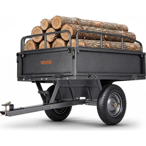 Remorque de Jardin à Benne Basculante 283 L Charge 226,8 kg en Acier pour Tracteur Tondeuse VTT (1/5)