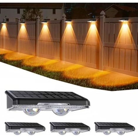 Solar-Außenwandleuchten, 4er-Set, IP44 wasserdichte Solar-Außenleuchte mit 11 Modi, warmweiß, kaltweiß und mehrfarbig, für den Garten, Wandmontage (1/5)