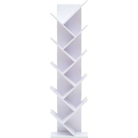 Libreria Estanteria 10 Estante Madera Blanco Moderno 160x44,5x22 (1/5)