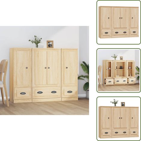 The Living Store Highboards 3 Stk. Sonoma-Eiche Holzwerkstoff - Hochregal Holz (1/5)