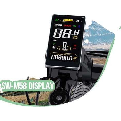 Pantalla para bicicleta eléctrica, conectividad Bluetooth, funciones de navegación, SW2-M58 (BAFANG UART) (1/2)