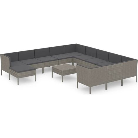 Maison Exclusive - 13-tlg. Garten-Lounge-Set mit Auflagen Poly Ra