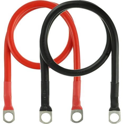 16mm² 50CM Câble de Batterie,12v câble d'onduleur de Batterie,Bornes à Anneau Rouge et Noir Cuivre Etamé,pour Voitures, Motos,Bateaux,camions(Lot de 2) (1/5)