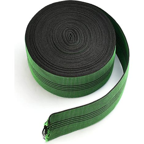 Cinta de caucho para sofás de 35 m x 7 cm, cinta elástica plana para tapicería, extensible y resistente al desgaste para sillas, sofás, sillones y asientos (DIY) - Verde y negro