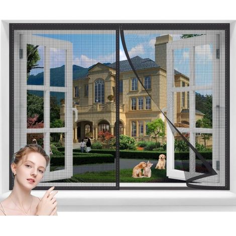 Fenêtre Moustiquaire Magnétique Rideau,100x130cm Porte Moustiquaire Porte Magnétique Aimant Arrêt Automatique pour Cuisine/Chambre/Salon Noir (1/3)