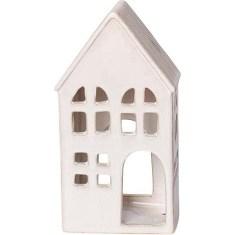 House Tealight Holder - Ceramic - L11 x W8 x H21 cm - Cement