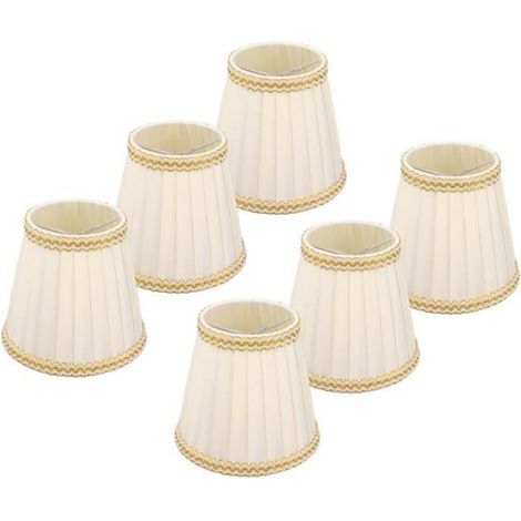Abat-jour - - Clip sur tambour - Tissu en lin - Blanc - 6 pièces (1/4)