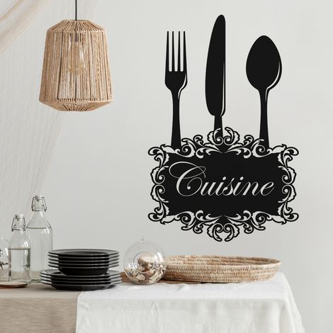 Sticker Mural - Cuisine Couverts - 17x26 cm - Noir (1/3)